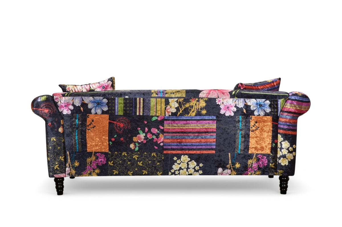 Fabric Black Patchwork 3 Seater Sofa AVICI SHOUT