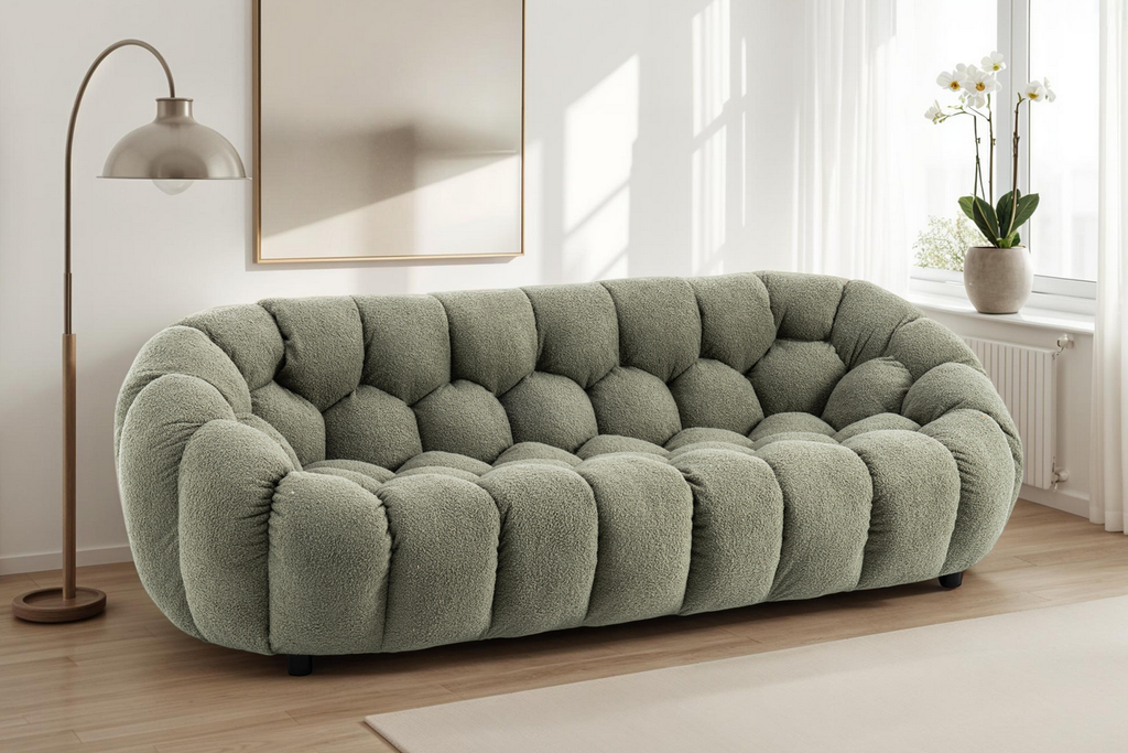 Teddy Boucle Fabric Sage Green Atrani 3 Seater Sofa teddy-boucle-fabric-sage-green-atrani-3-seater-sofa