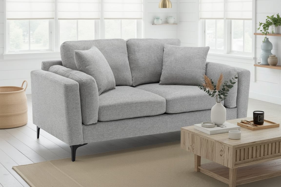 Fabric Light Grey 2 Seater Sofa MARGHERA