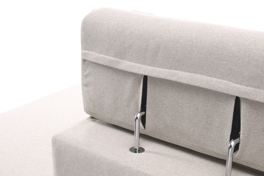Fabric Linen Beige Left Hand Facing Reclining Corner Sofa with Storage VITTORIO Closeup