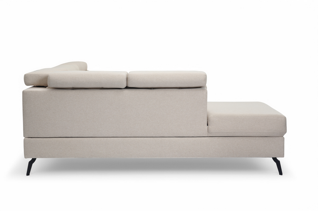 Fabric Linen Beige Left Hand Facing Reclining Corner Sofa with Storage VITTORIO Side