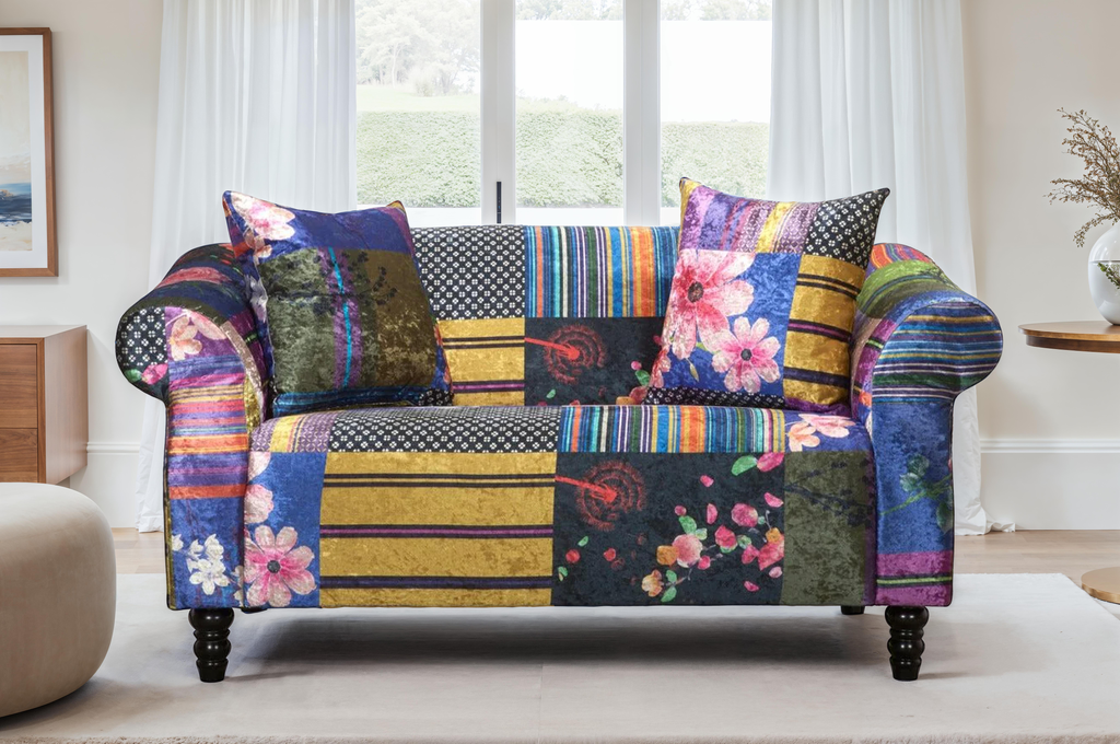 Fabric Patchwork 2 Seater Avici Shout Sofa Background