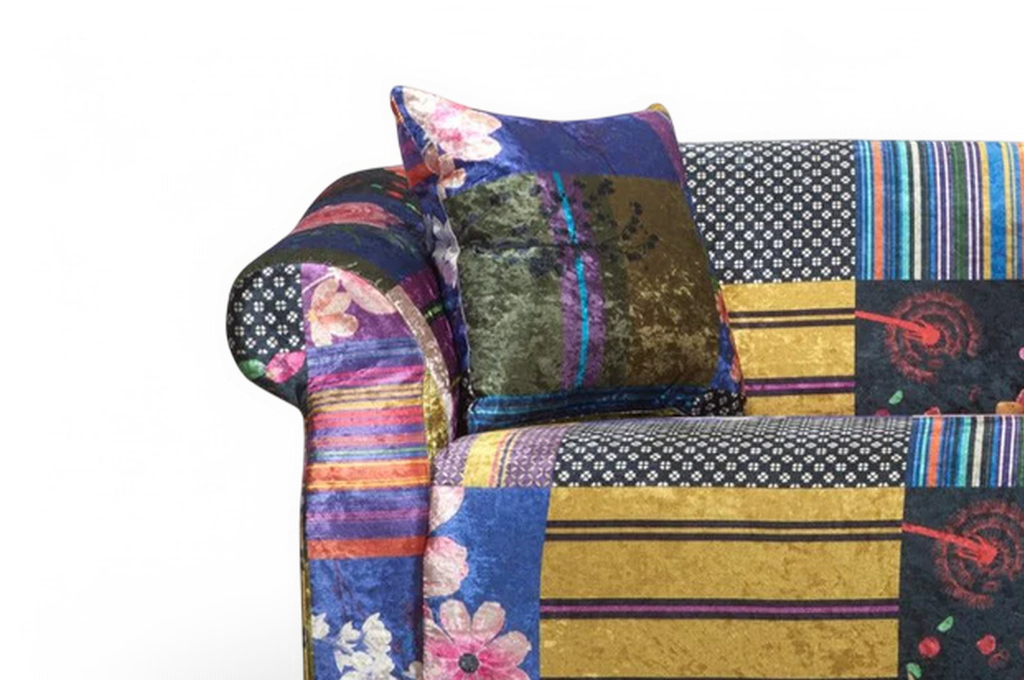 Fabric Patchwork 2 Seater Avici Shout Sofa Closeup