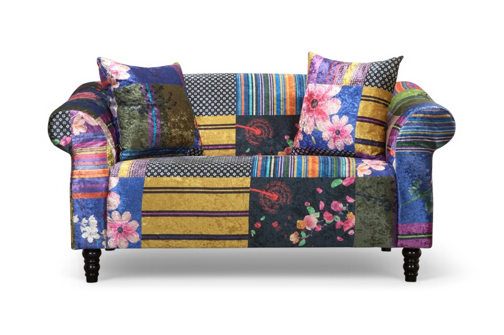 Fabric Patchwork 2 Seater Avici Shout Sofa Front