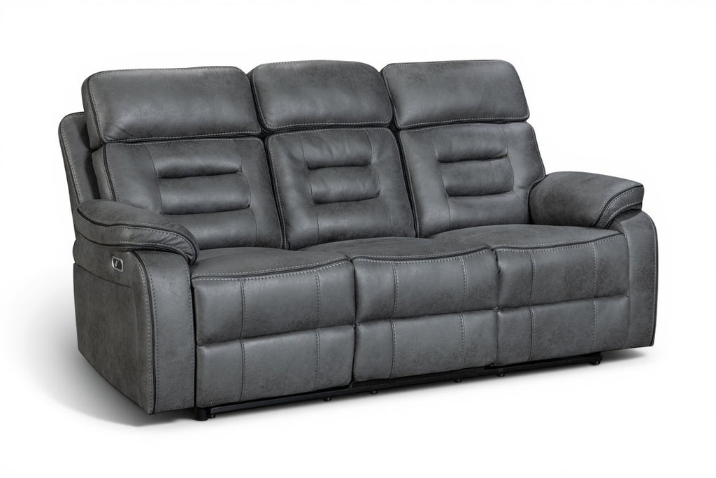 faux leather grey 3 seater electric recliner sofa with a dropdown ...
