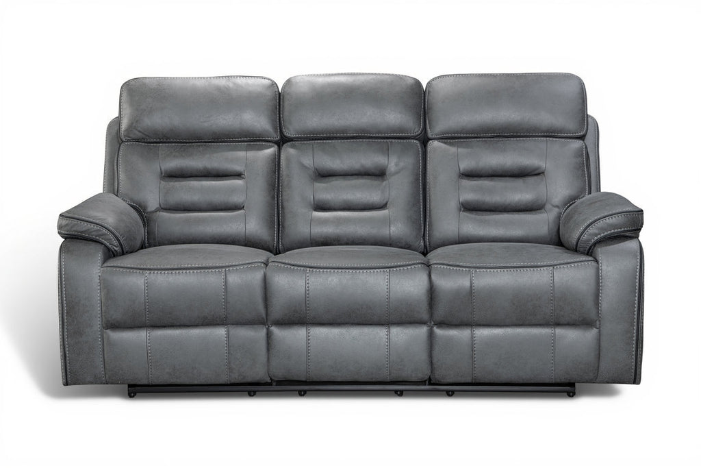 faux leather grey 3 seater electric recliner sofa with a dropdown ...