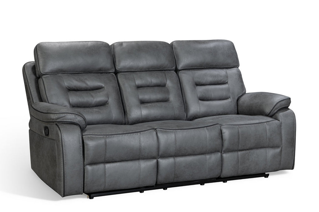 faux leather grey 3 seater manual recliner sofa with a drop down ...