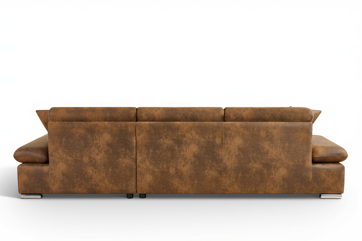 Faux Leather Suede Brown 2C1 Corner Sofabed with Storage HARRY