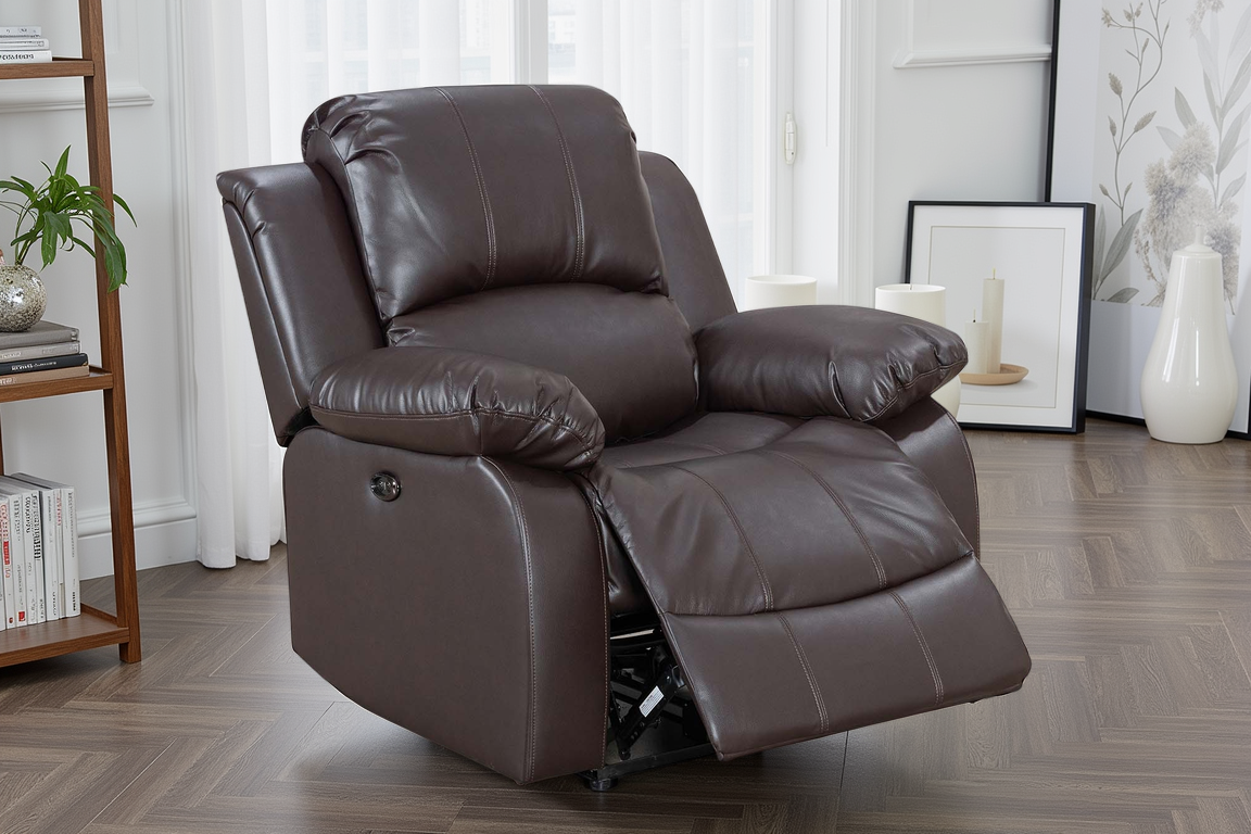 Faux Leather Brown Electric Recliner Chair VALENCIA