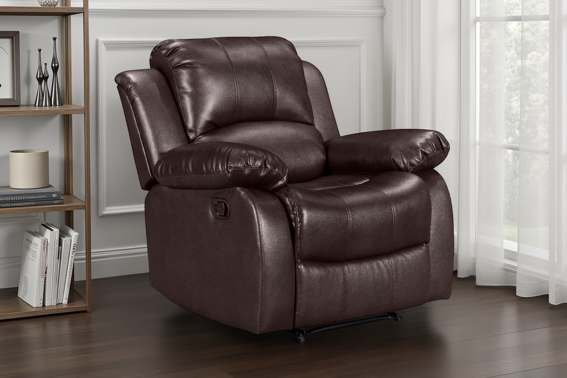 Faux Leather Brown Manual Recliner Chair VALENCIA
