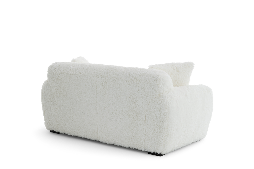 Faux Fur White 2 Seater Sofa MARSHMALLOW Back Angle