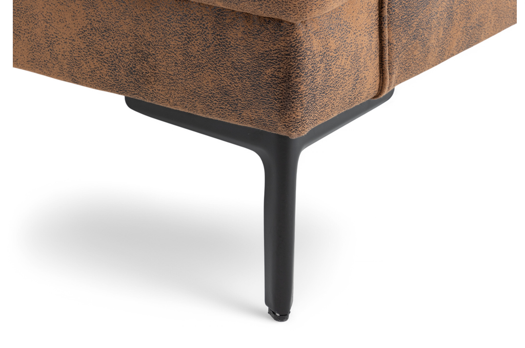 Faux Leather Suede Brown Left Hand Facing Corner Sofa Fusina Closeup