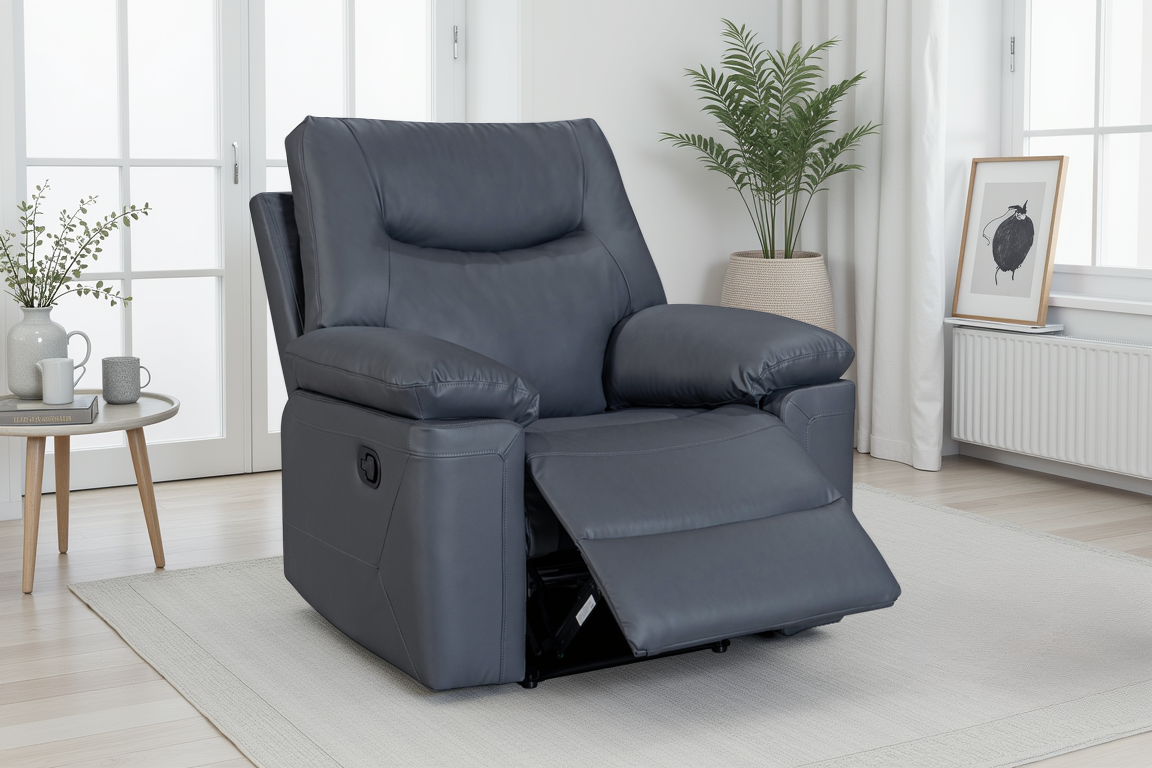 Faux Leather Dark Grey Manual Recliner Chair COLUMBIA
