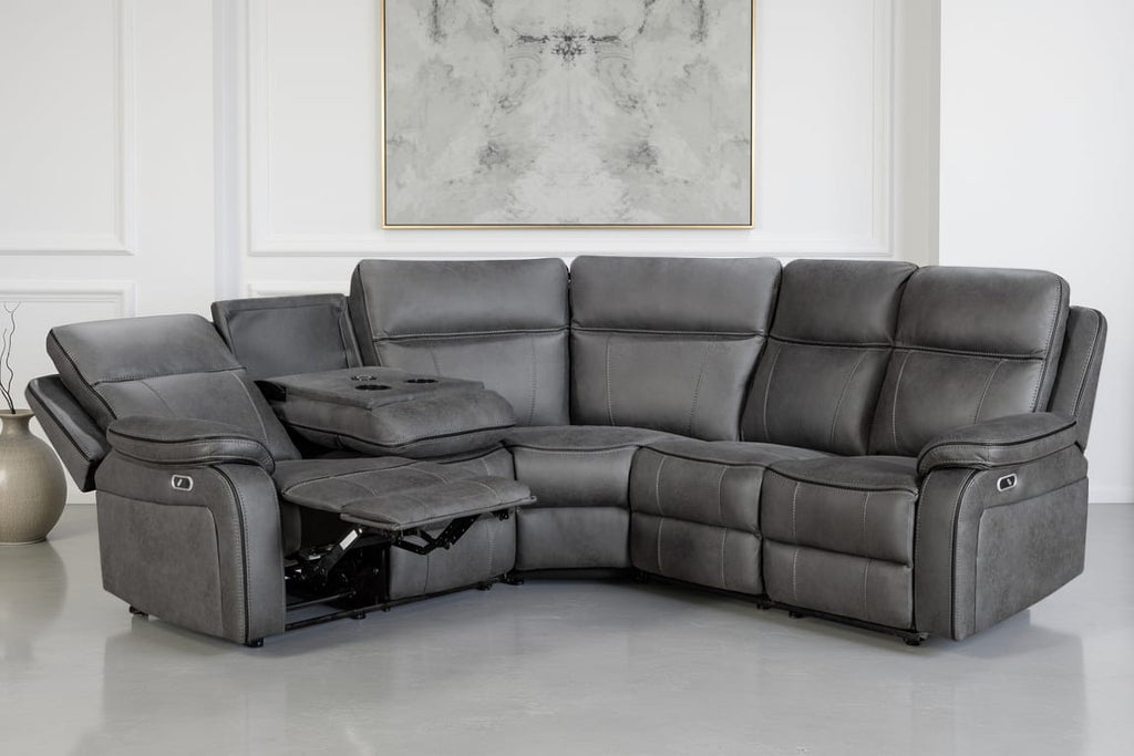 Faux Leather Grey 2C2 Electric Recliner Corner Sofa VEGAS