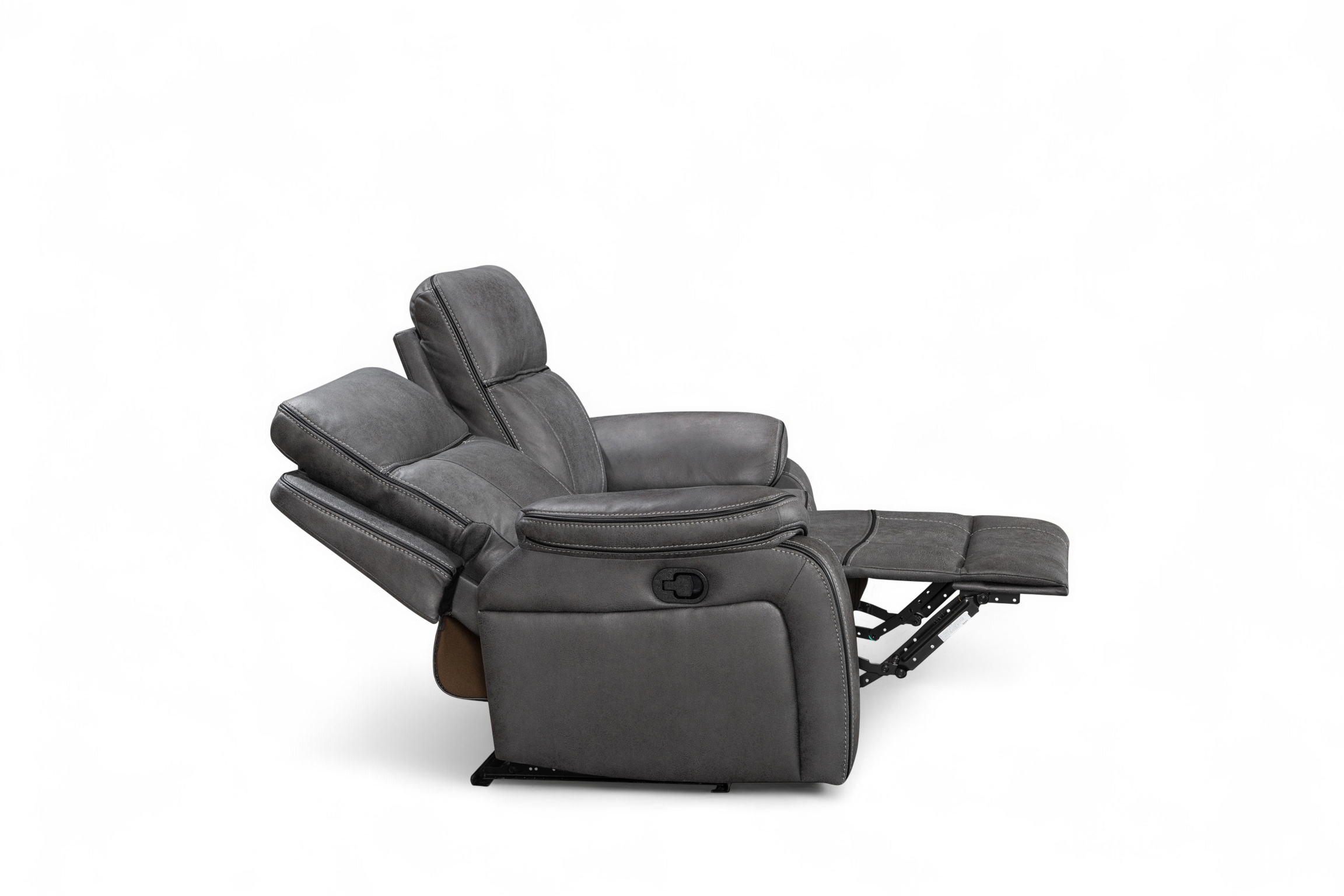 Faux Leather Grey 2 Seater Manual Recliner Sofa VEGAS