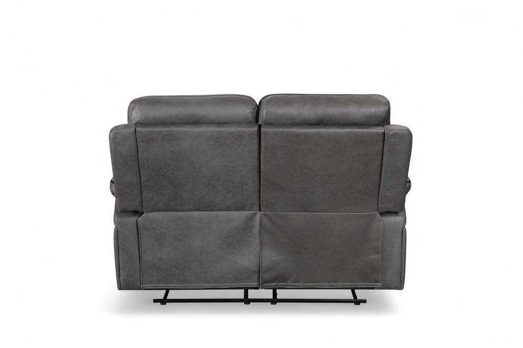 2 seater grey recliner sofa back view
