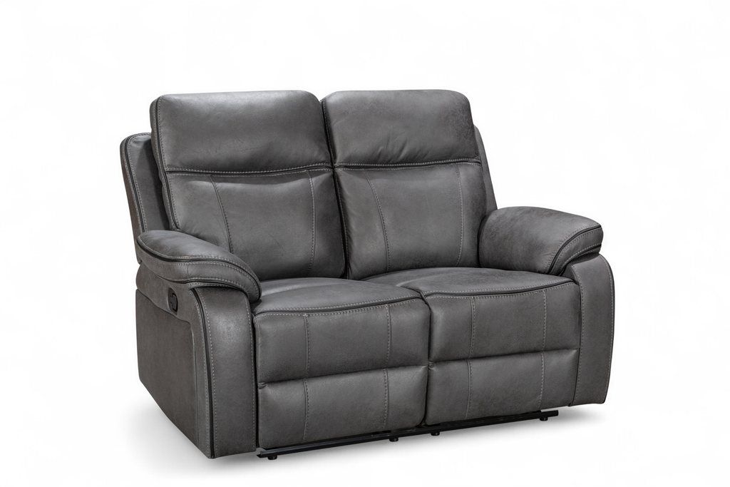 grey recliner sofa front angle view