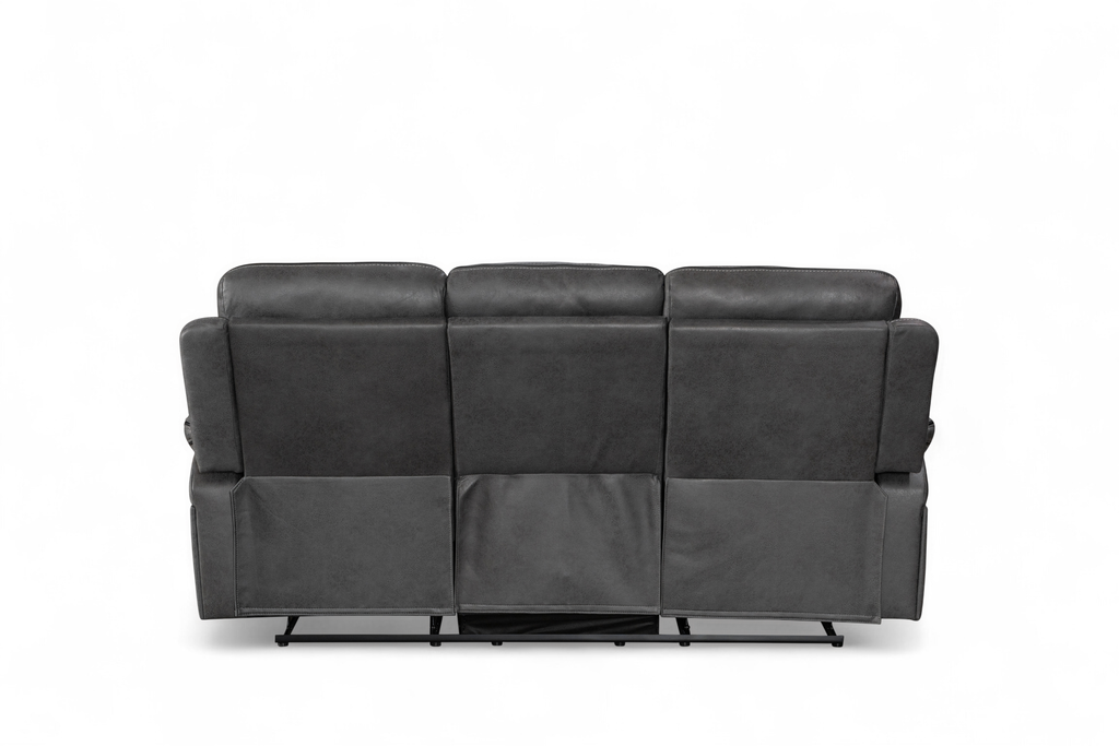 grey 3 seater recliner sofa back view