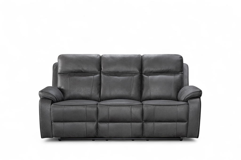 grey 3 seater recliner sofa front view