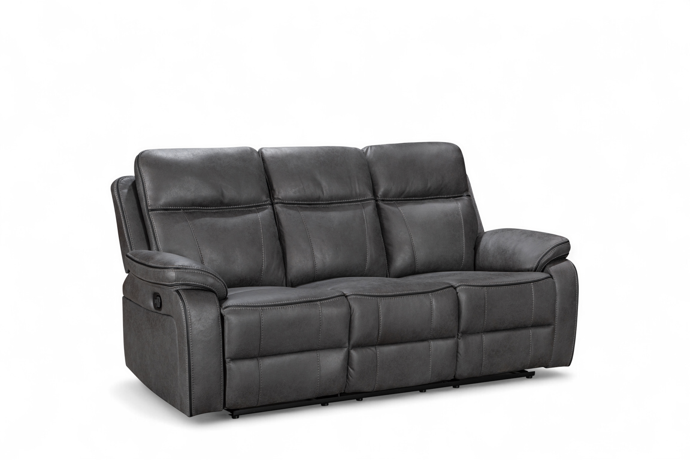 Faux Leather Grey 3 Seater Manual Recliner Sofa VEGAS