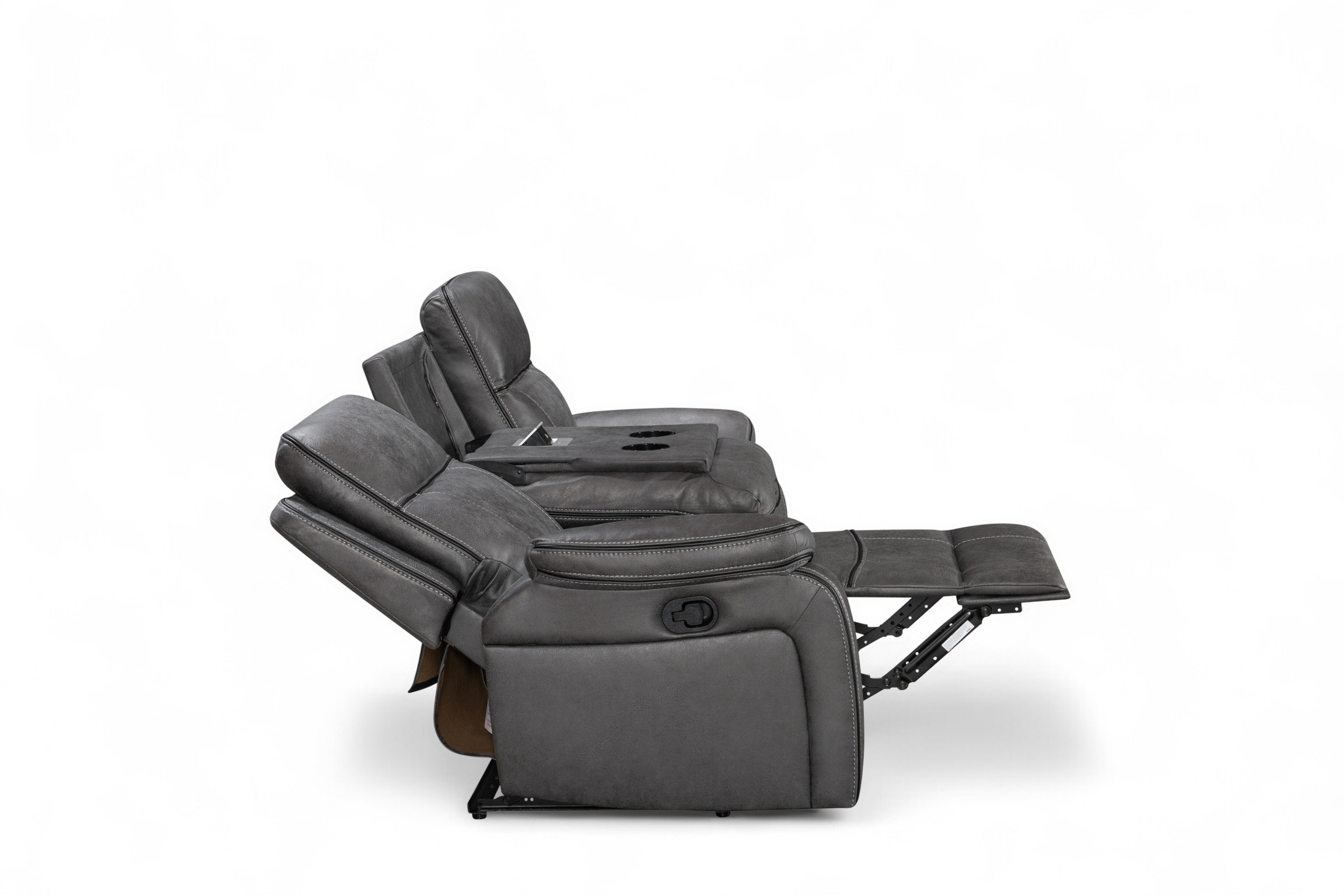 Faux Leather Grey 3 Seater Manual Recliner Sofa VEGAS