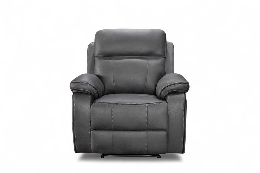 Gray recliner chair on a white background