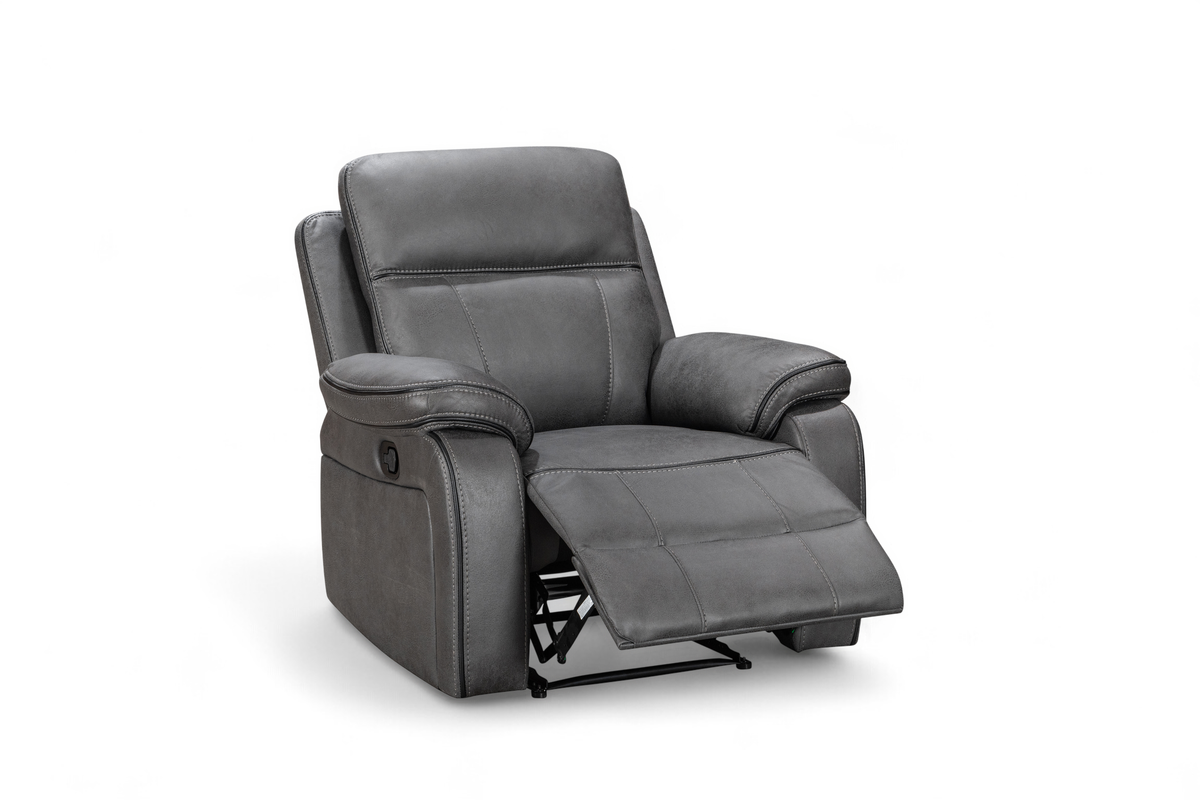 Gray recliner chair on a white background