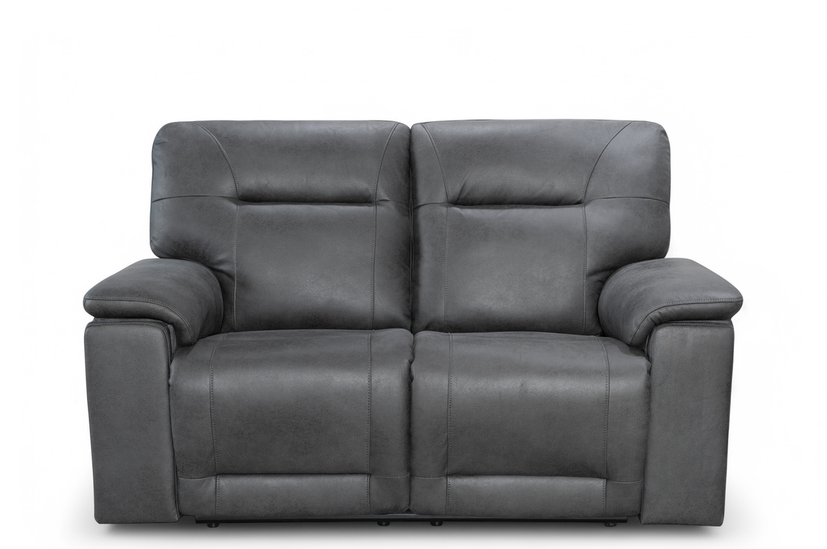 Faux Leather Grey Murcia 2 Seater Manual Recliner Sofa Front