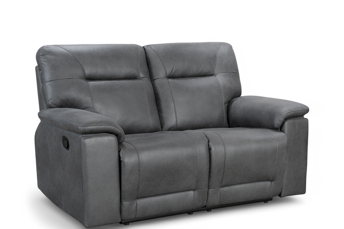 Faux Leather Grey Murcia 2 Seater Manual Recliner Sofa Front Angle