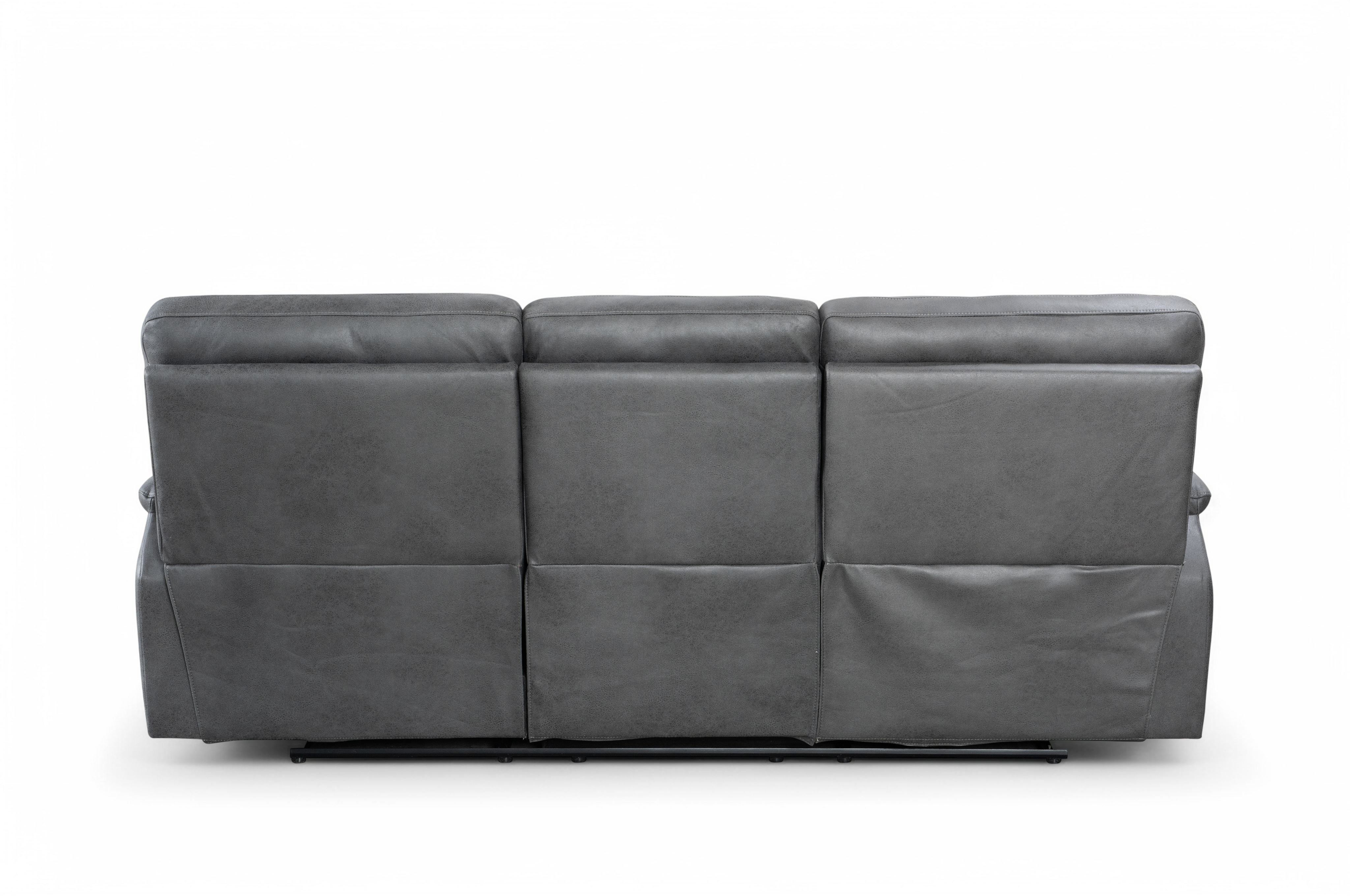 Faux Leather Grey 3 Seater Manual Recliner Sofa MURCIA