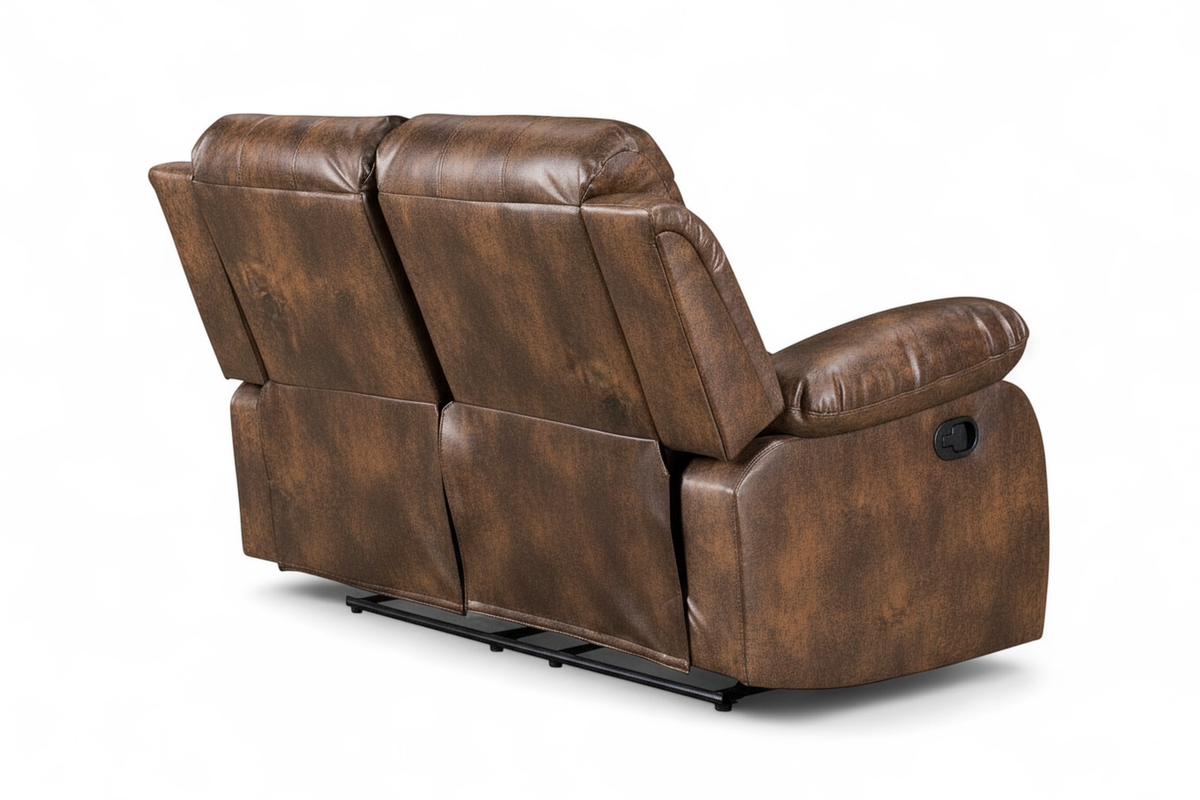 Faux Leather Suede Brown 2 Seater Manual Recliner Sofa VALENCIA