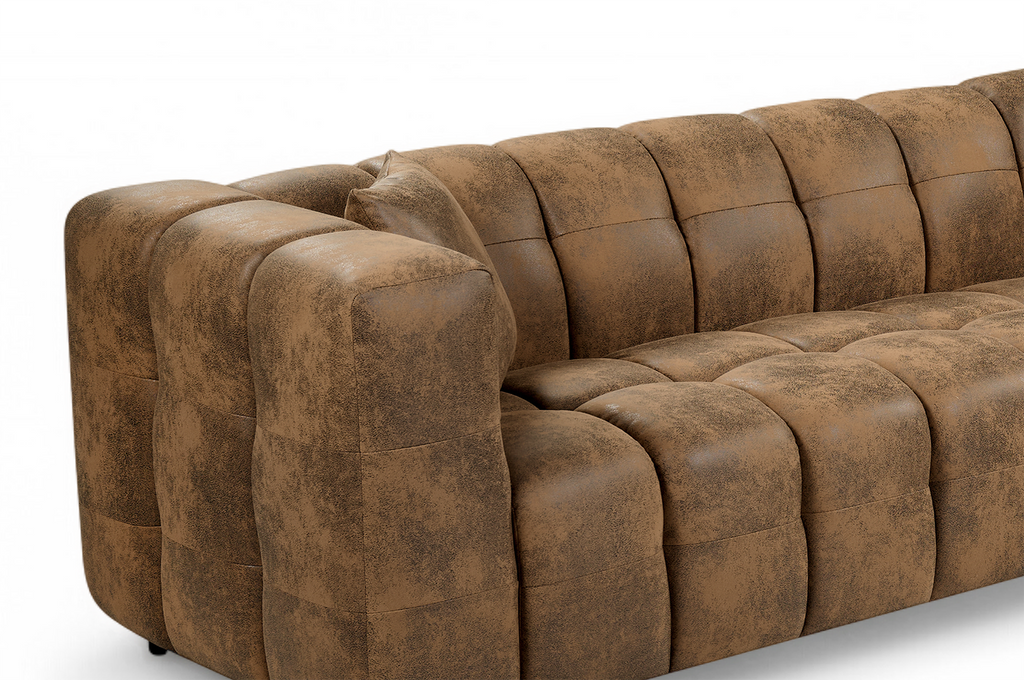 Faux Leather Suede Brown 2C2 Lugano Corner Sofa