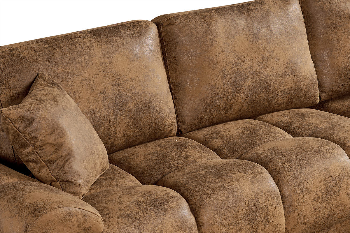 Faux Leather Suede Brown 2C1 Corner Sofa with Chaise JACK