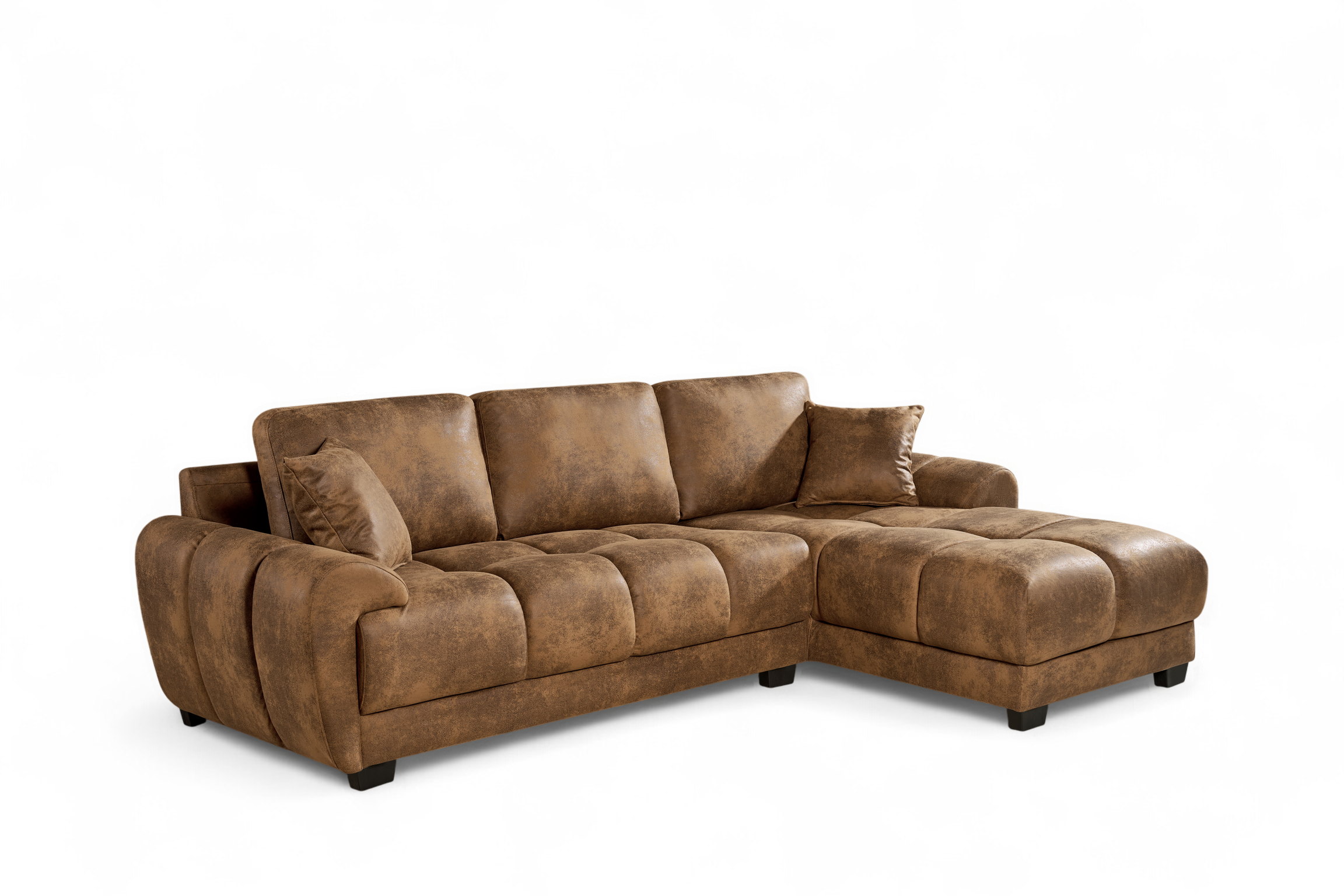 Faux Leather Suede Brown 2C1 Corner Sofa with Chaise JACK