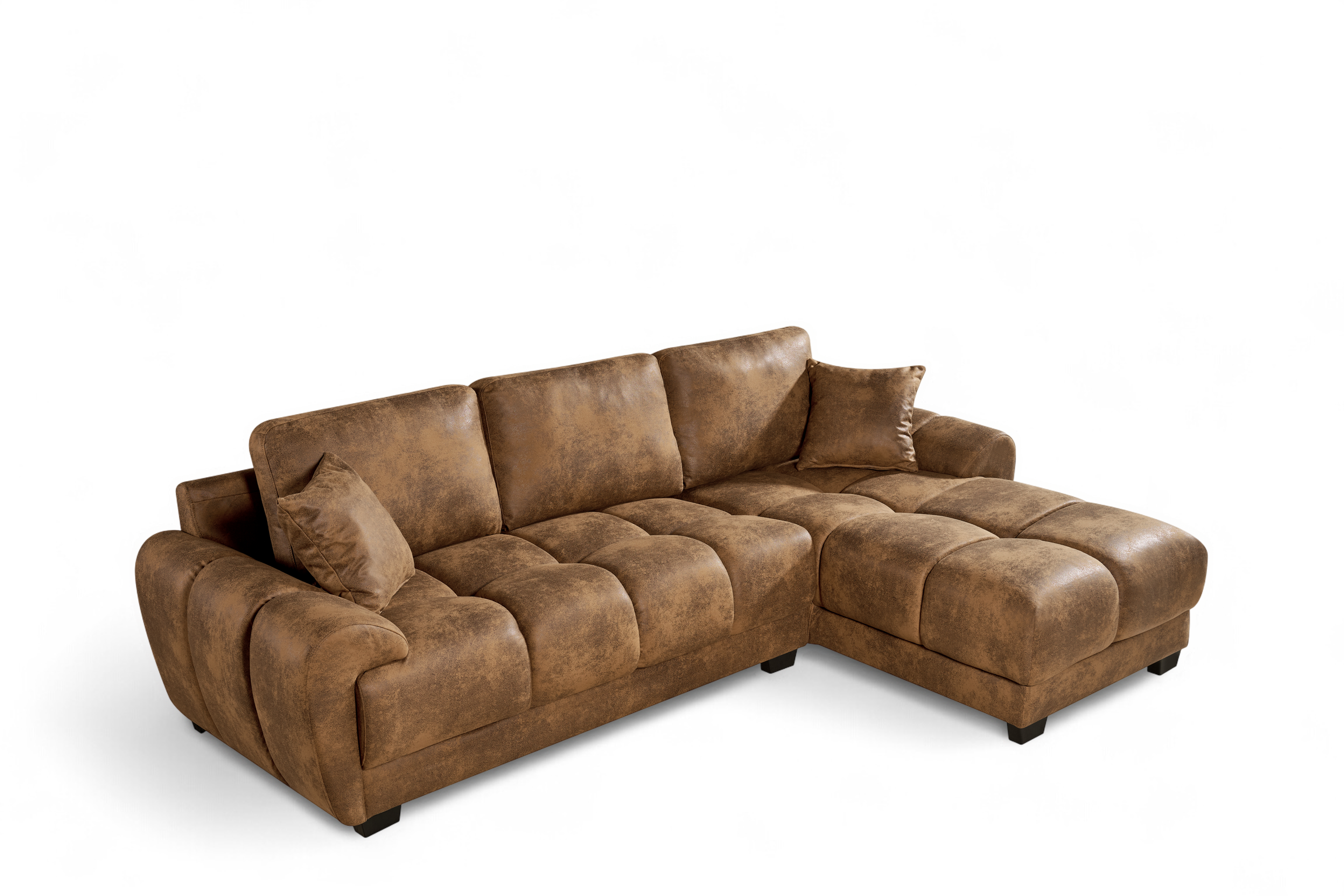 Faux Leather Suede Brown 2C1 Corner Sofa with Chaise JACK