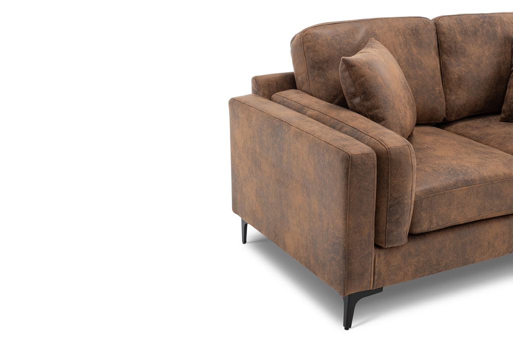 Faux Leather Suede Brown 2 Seater Sofa MARGHERA Closeup