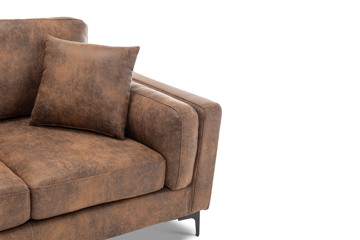 Faux Leather Suede Brown 2 Seater Sofa MARGHERA Closeup 2