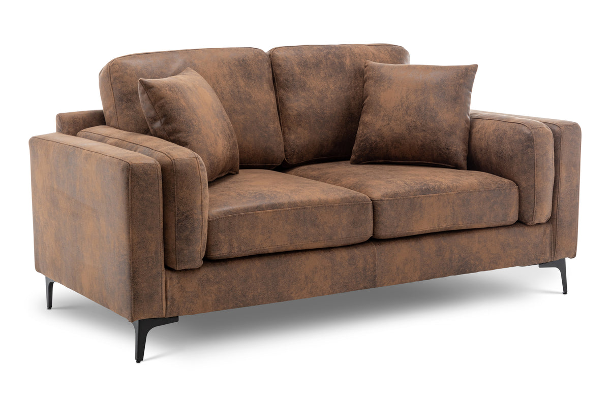Faux Leather Suede Brown 2 Seater Sofa MARGHERA