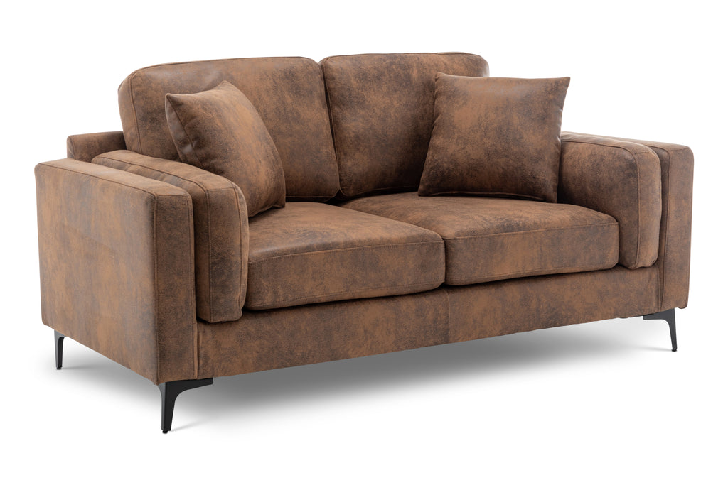 Faux Leather Suede Brown 2 Seater Sofa MARGHERA