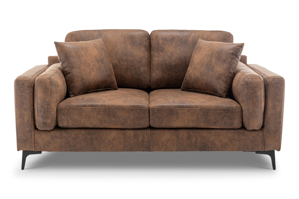 Faux Leather Suede Brown 2 Seater Sofa MARGHERA