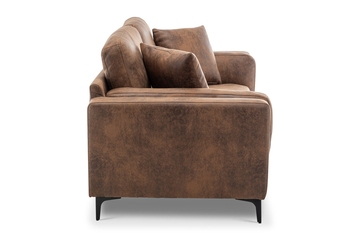 Faux Leather Suede Brown 2 Seater Sofa MARGHERA