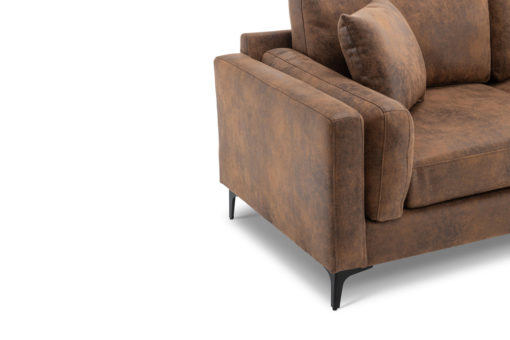 Faux Leather Suede Brown 3 Seater Sofa MARGHERA Closeup