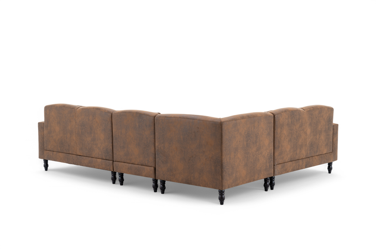 Faux Leather Suede Brown Modular Corner Sofa 2C3/3C2 ASHTON