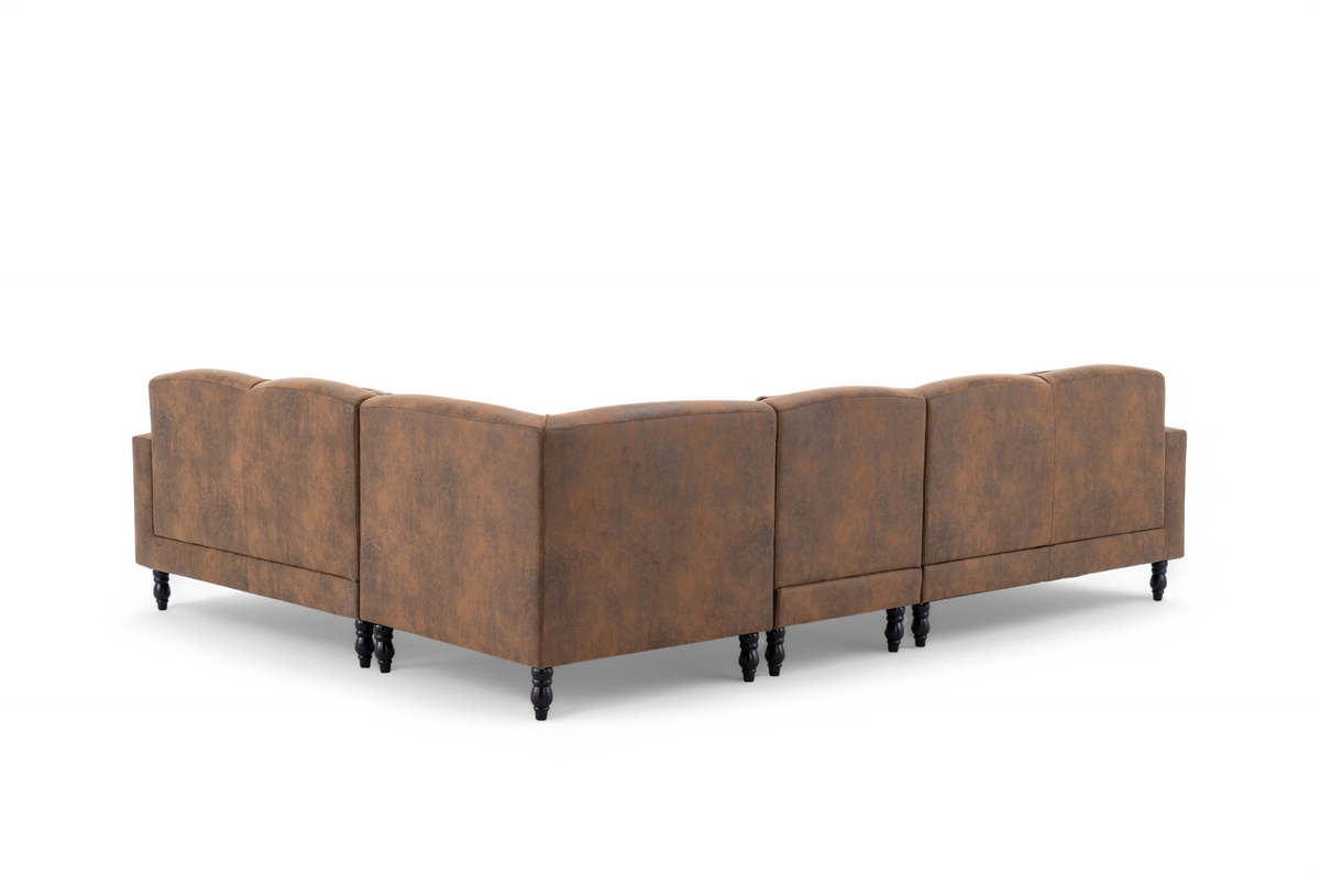 Faux Leather Suede Brown Modular Corner Sofa 2C3/3C2 ASHTON