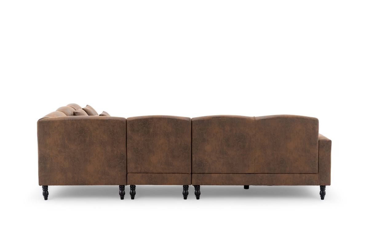 Faux Leather Suede Brown Modular Corner Sofa 2C3/3C2 ASHTON