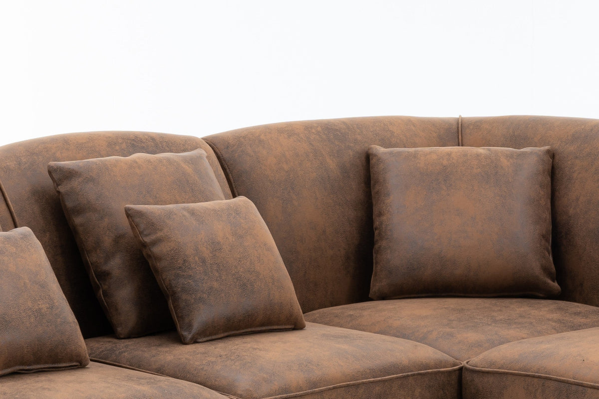 Faux Leather Suede Brown Modular Corner Sofa 2C3/3C2 ASHTON