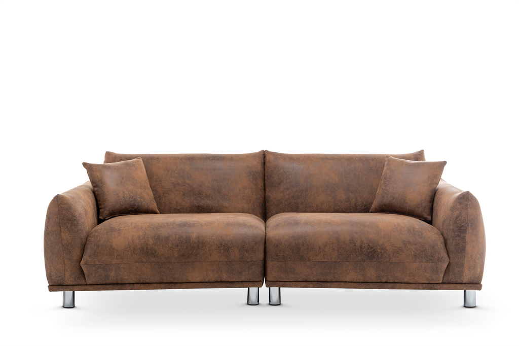 Faux Leather Suede Brown 3 Seater Murano Sofa