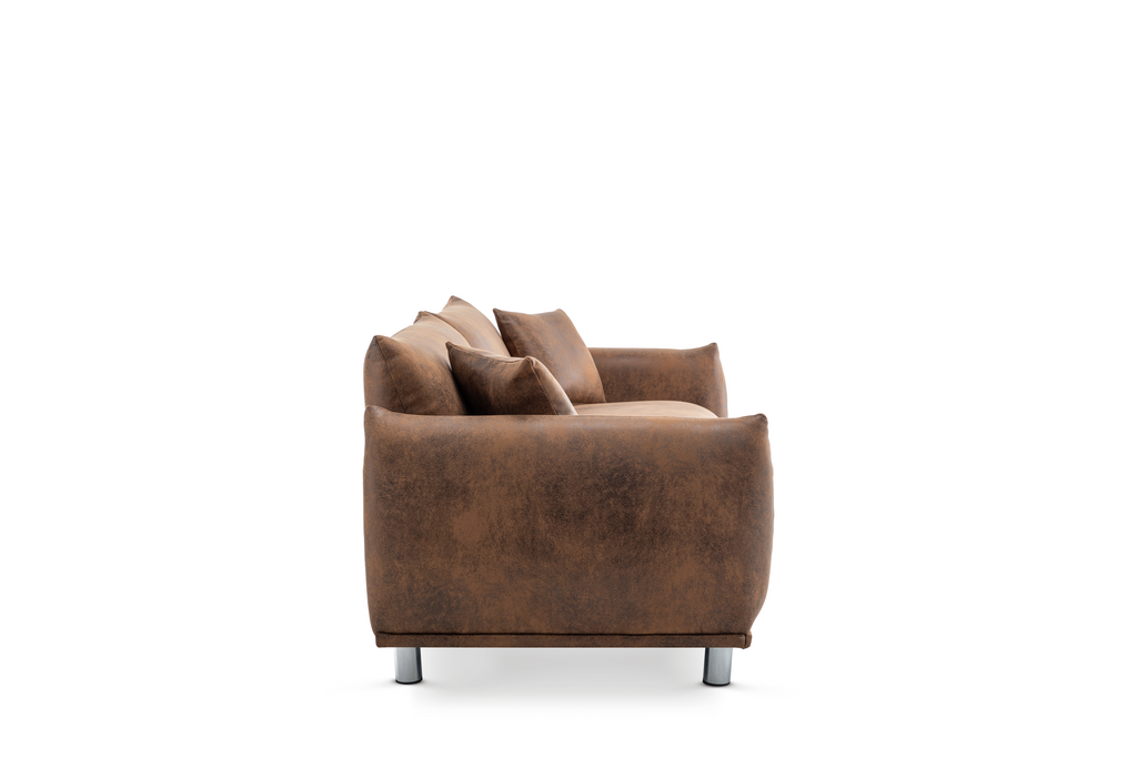 Faux Leather Suede Brown 3 Seater Murano Sofa