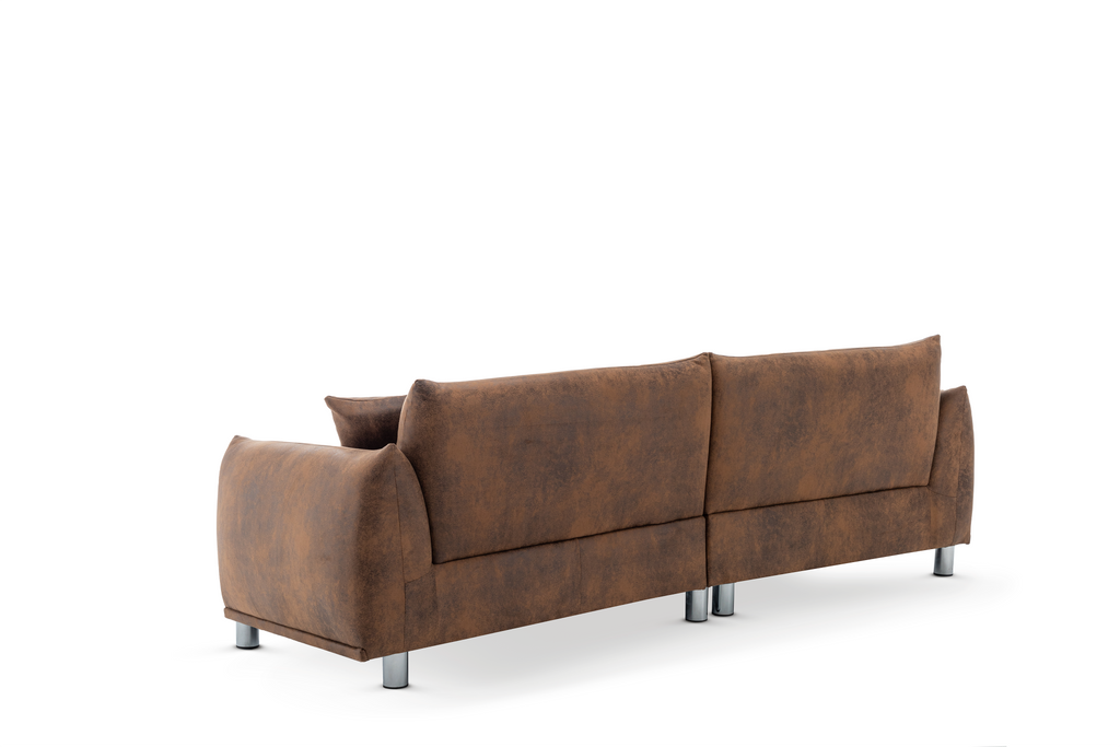 Faux Leather Suede Brown 3 Seater Murano Sofa