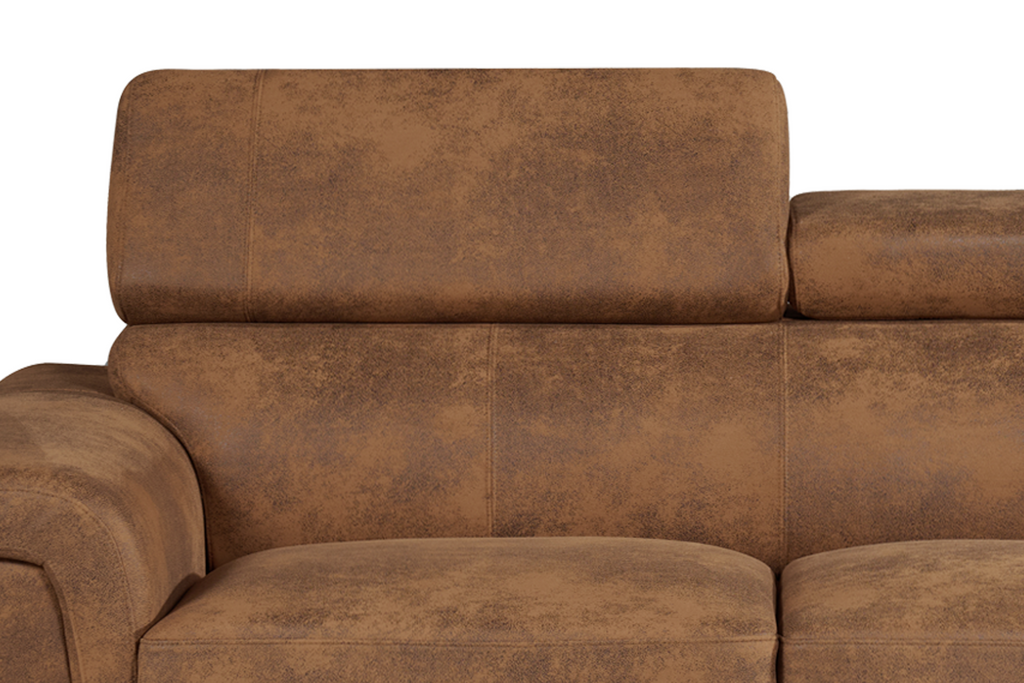 Faux Leather Suede Brown 3 Seater Sofa PORTLAND Closeup